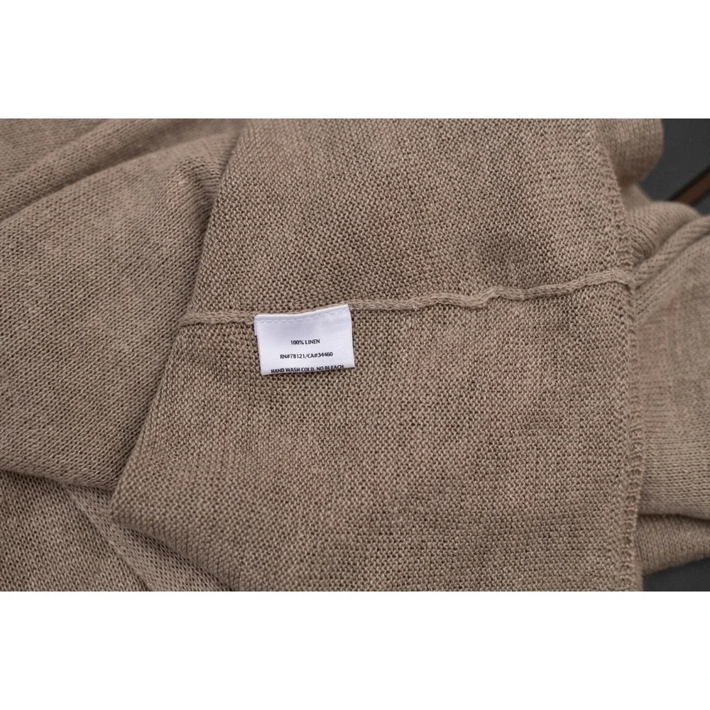 Eileen Fisher Linen Knit Short Popover‎ Dress M Tan Neutral Lagenlook Oversized - Picture 4 of 5